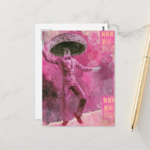 A silly pink retro dancing mushroom