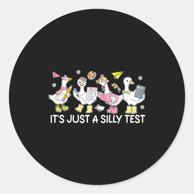 A silly test funny goose student classroom humour classic round sticker (Front)