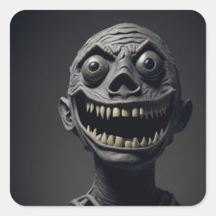 A sillylooking mummy with a toothy smile square sticker