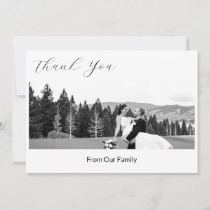 A simple 5x7 thank you card with a B&W photo