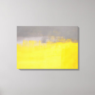 'A Simple Abstract' Grey and Yellow Art Canvas Print
