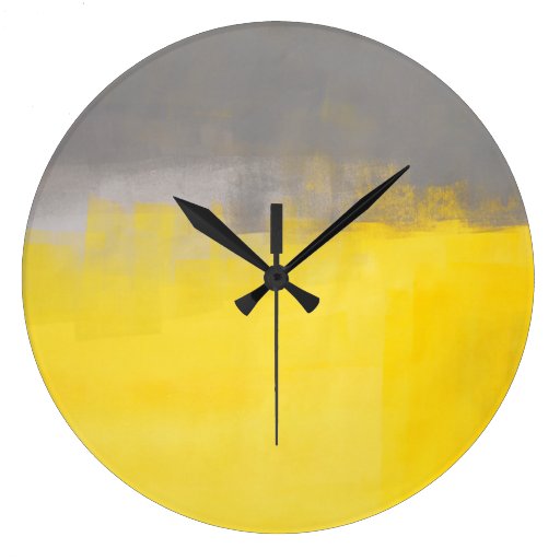 Image of 'A Simple Abstract' Grey and Yellow Art Clock