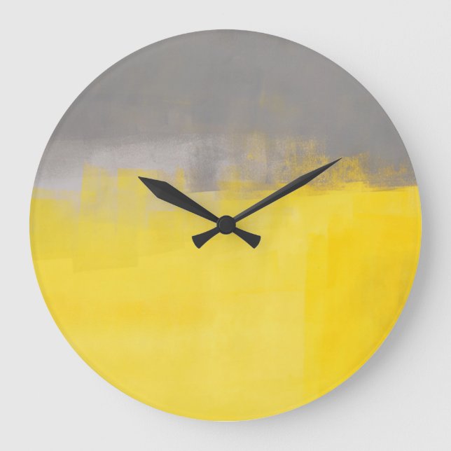 'A Simple Abstract' Grey and Yellow Art Clock (Front)