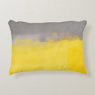 'A Simple Abstract' Grey and Yellow Art Pillow