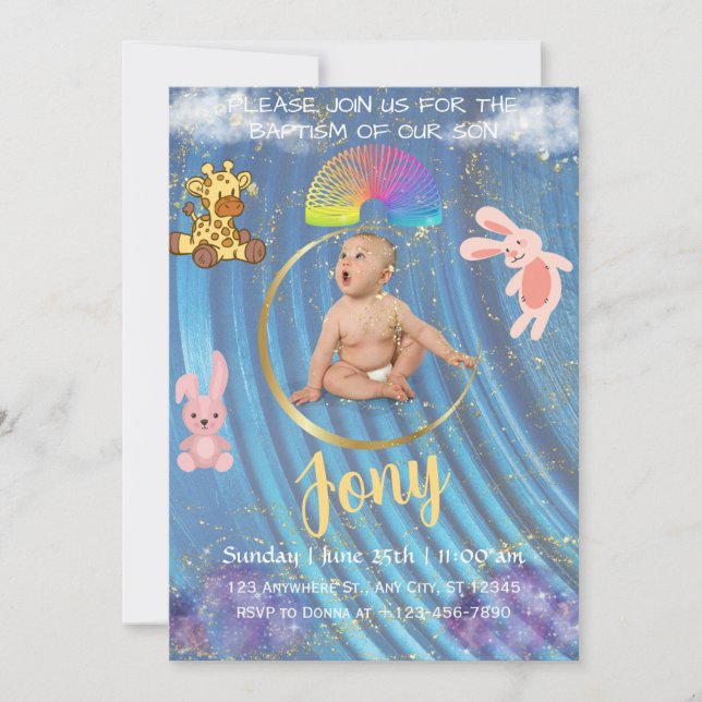 A simple blue invitation. holiday card (Front)