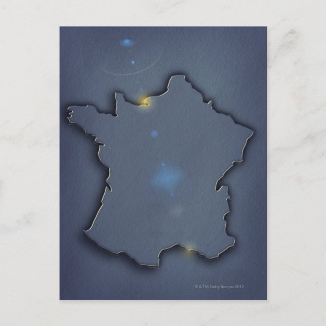 A simple blue map showing the of the outline of postcard (Front)