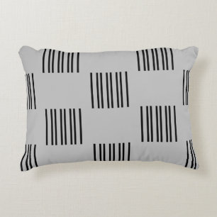 A Simple Design of Black Lines on Light Grey Decorative Cushion
