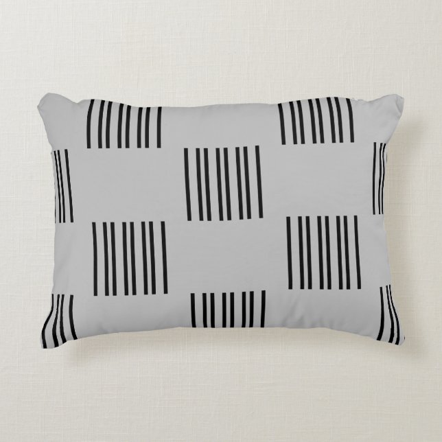 A Simple Design of Black Lines on Light Grey Decorative Cushion (Front)