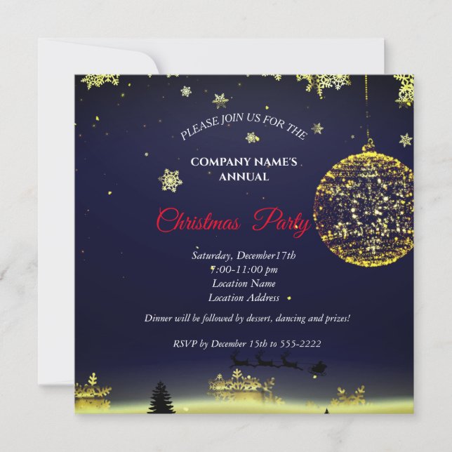 A simple  elegant Christmas party invitation  (Front)