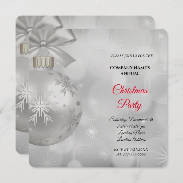 A Simple  Elegant Christmas party invitation  (Front/Back)