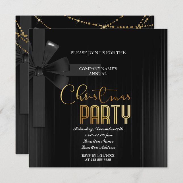 A Simple  Elegant Christmas Party Invitation  (Front/Back)