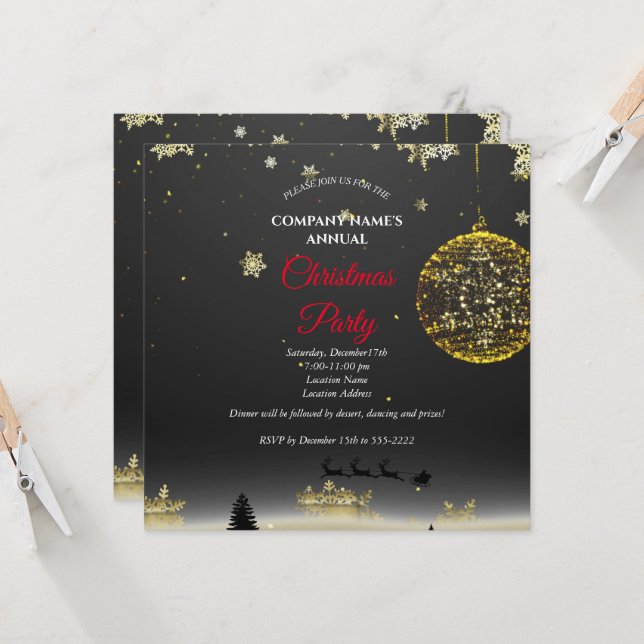A simple elegant Christmas party invitation  (Front/Back In Situ)