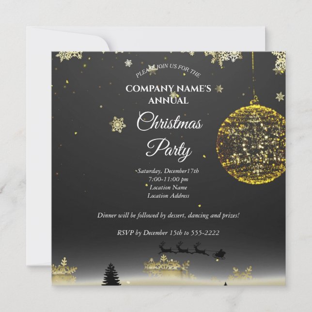 A simple elegant Christmas party invitation  (Front)