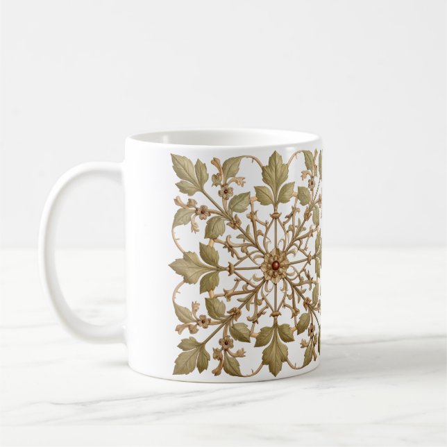  A Simple Elegant Floral Vine Pattern Coffee Mug (Left)