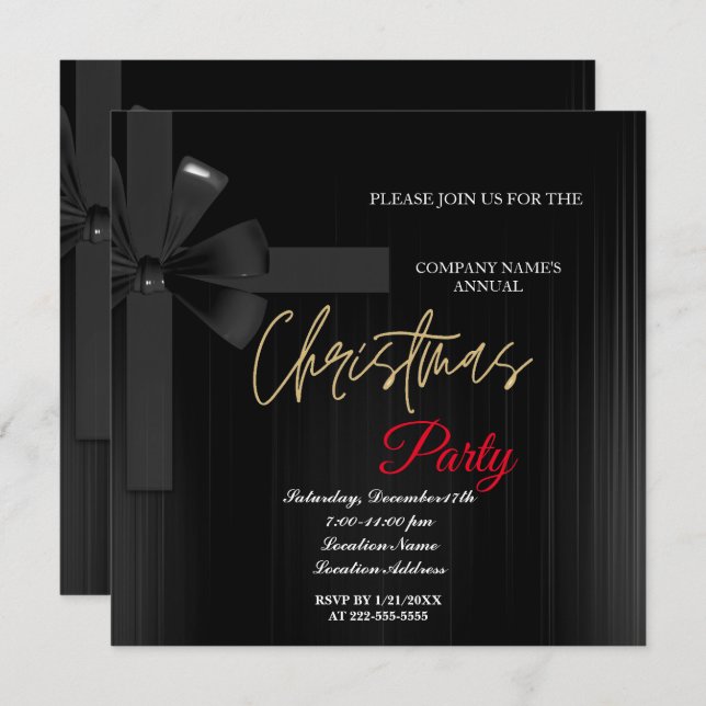 A simple  Elegant Red Christmas Party Invitation  (Front/Back)