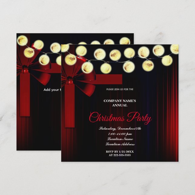 A simple  Elegant Red Christmas Party Invitation  (Front/Back)