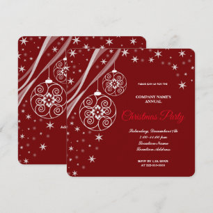 A simple  Elegant Red Christmas Party Invitation 
