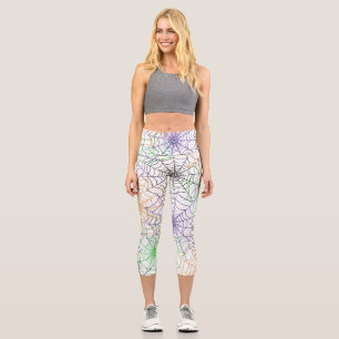 A Simple Halloween Spider's Web Pattern Capri Leggings