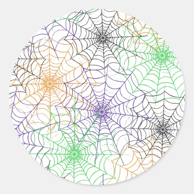 A Simple Halloween Spider's Web Pattern Classic Round Sticker (Front)