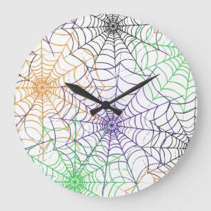 A Simple Halloween Spider's Web Pattern Large Clock