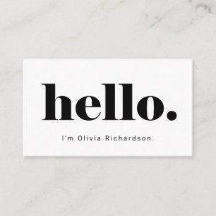 A Simple Hello   Bold and Modern Typography Business Card