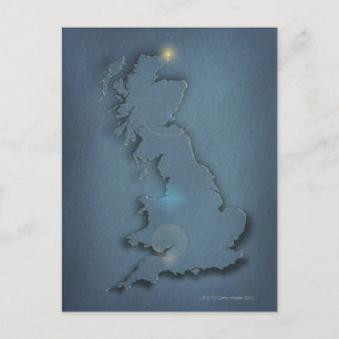 A simple map of the British Isles with sunset Postcard