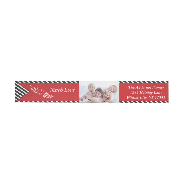 A Simple Modern Red Black Family Christmas Holiday Wrap Around Label (Individual)