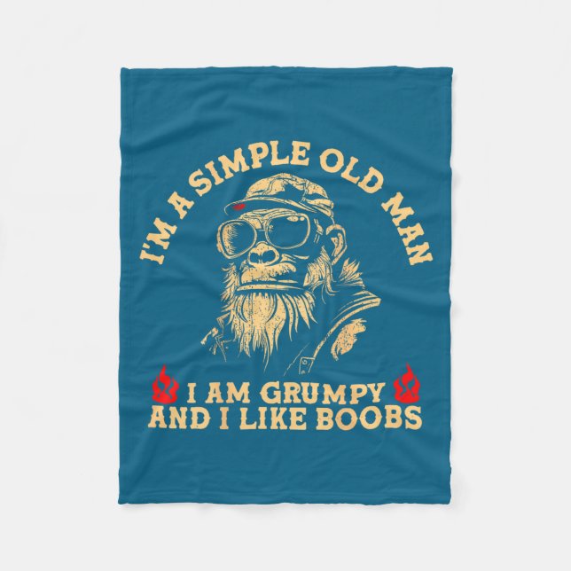 A simple old man am grumpy and like monkey (on fleece blanket (Front)