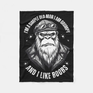 A simple old man am grumpy and like (on back) fleece blanket