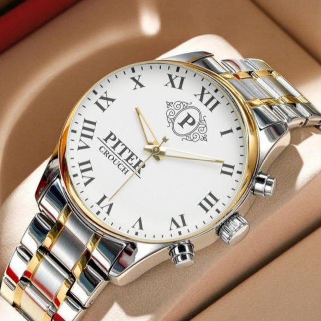 A simple Personalized Name Initial Monogram  Watch (Creator Uploaded)