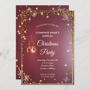 A simple red elegant Christmas party invitation