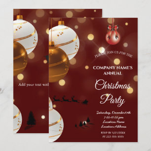 A simple red elegant Christmas party invitation