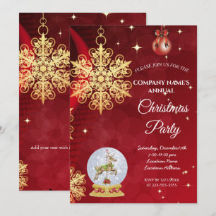 A simple red elegant Christmas party invitation