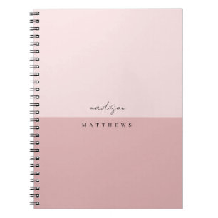 A simple stylish blush pink custom monogram notebook