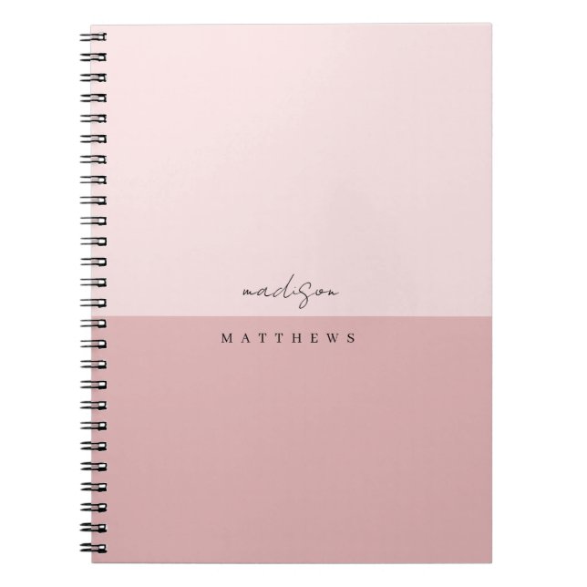 A simple stylish blush pink custom monogram  notebook (Front)