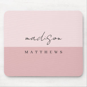 A simple stylish custom monogram Blush Pink Mouse Mat