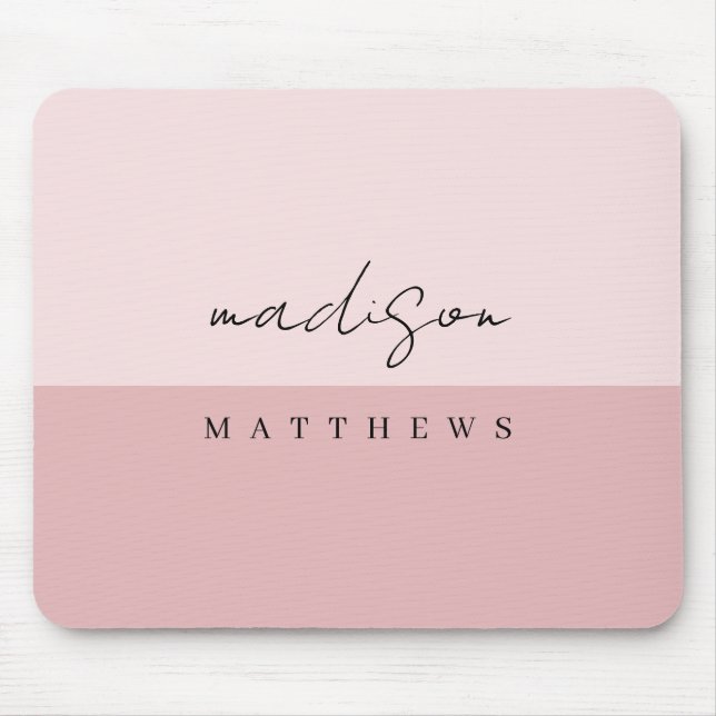 A simple stylish custom monogram Blush Pink  Mouse Mat (Front)