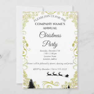 A simple white elegant Christmas party invitation 
