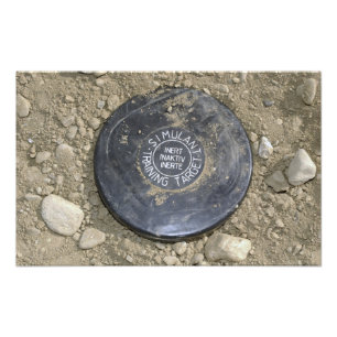 A simulated land mine photo print