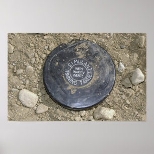 A simulated land mine poster