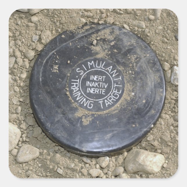 A simulated land mine square sticker (Front)