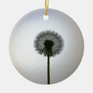A Single Dandelion Against a White Backdrop Ceramic Tree Decoration