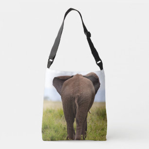 A single Elephant walking on grassland, Africa Crossbody Bag