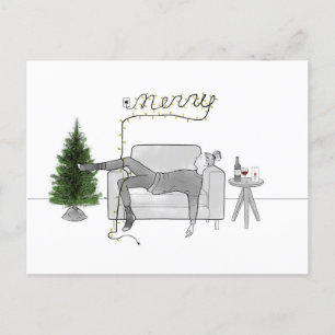 A Single Girl Christmas Holiday Postcard