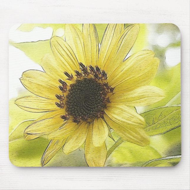 A Single Lemon Yellow Sunflower Mouse Mat (Front)