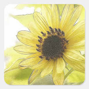 A Single Lemon Yellow Sunflower Square Sticker