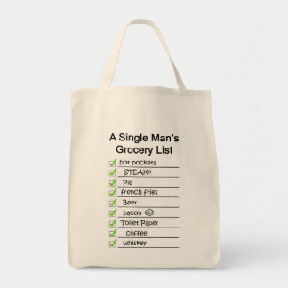 A Single Man's Grocery List Tote Bag