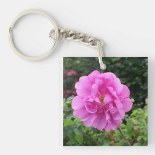A Single Pink Flower Key Ring