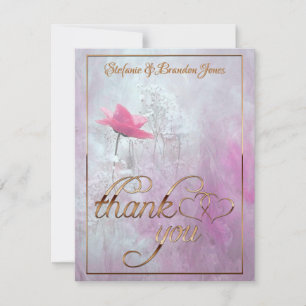 A Single Pink Rose/Gold Trim Card
