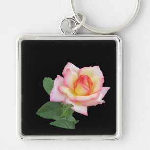 A Single Pink Rose Key Ring